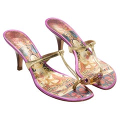 Giuseppe Zanotti 2000s ‘Buddha Print’ Jewel Toe Ring Heels