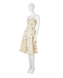 Christian Dior von John Galliano, Frühjahr/Sommer 2006: Set aus seidenem, elfenbeinfarbenem Oberteil und Rock mit Blumenmuster
