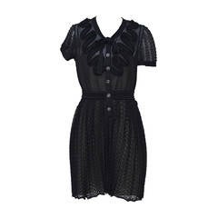 Chanel Spring 2010 RTW Lace Knit Puff Sleeve Dress With Jeweled Buttons 7