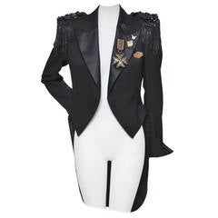 Balmain Runway  Black Embroidered Detail Tail Coat Jacket  38