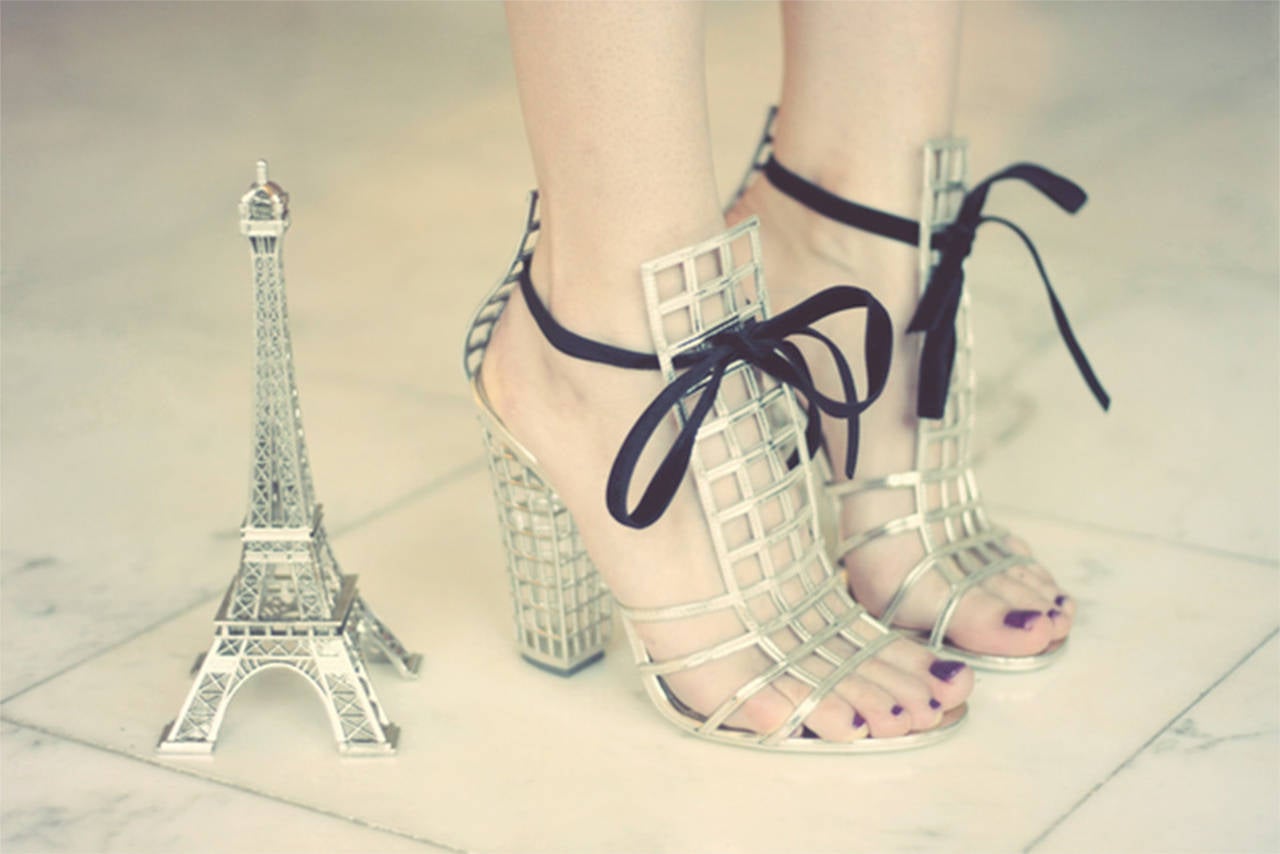 silver cage heels
