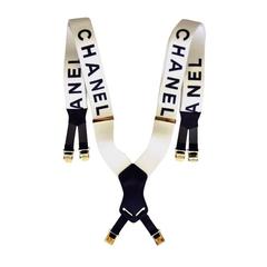 Chanel White Suspenders New '90  NEW