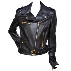 Used Versace Motorcycle Biker Leather Jacket  