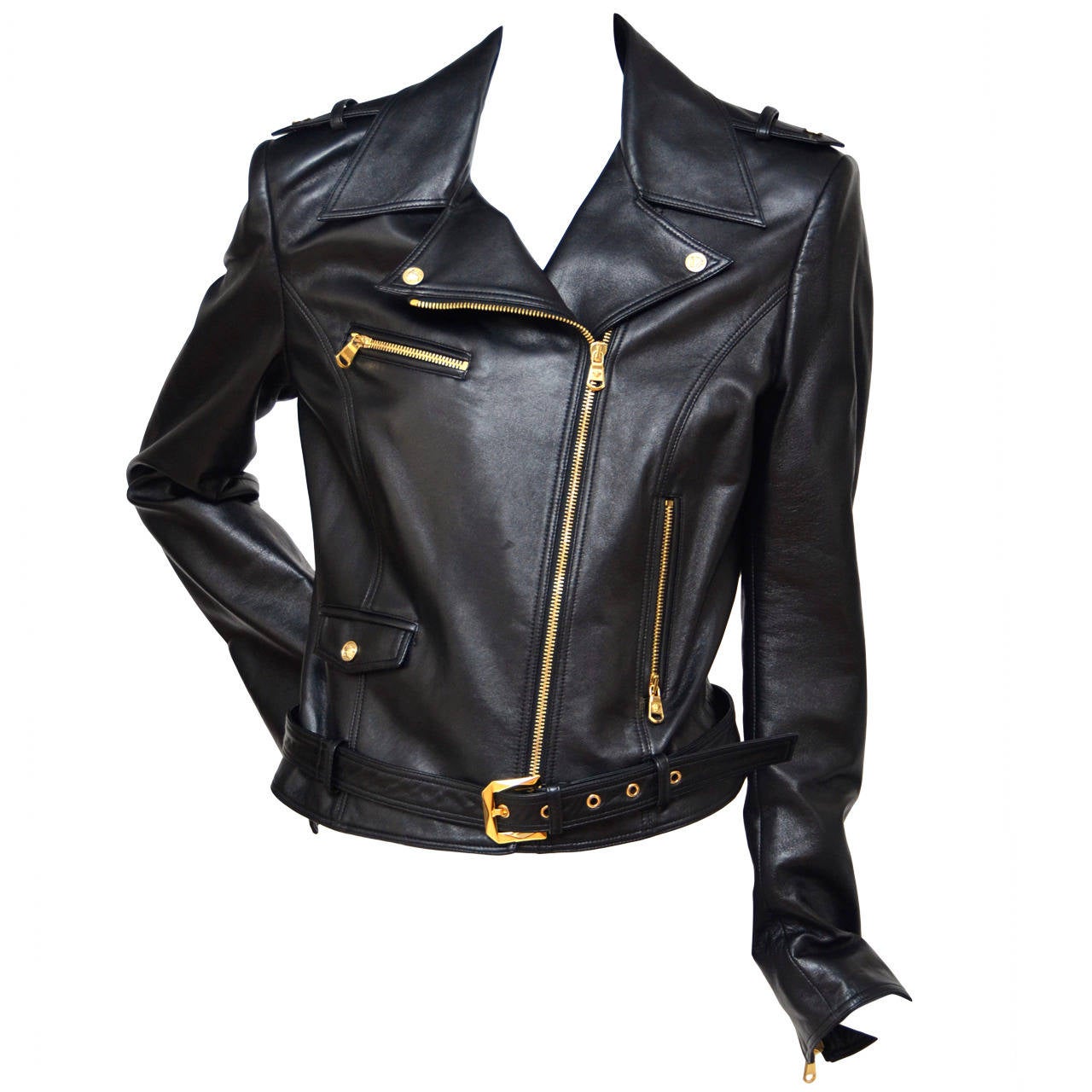 Versace Motorcycle Biker Leather Jacket New 42 At 1stdibs Versace Motorcycle Biker Leather Jacket New 42 For