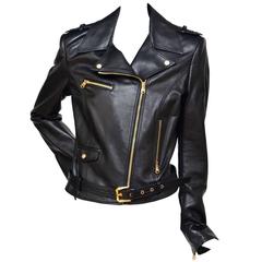 VERSACE Motorcycle Biker Leather Jacket Mint 42 10
