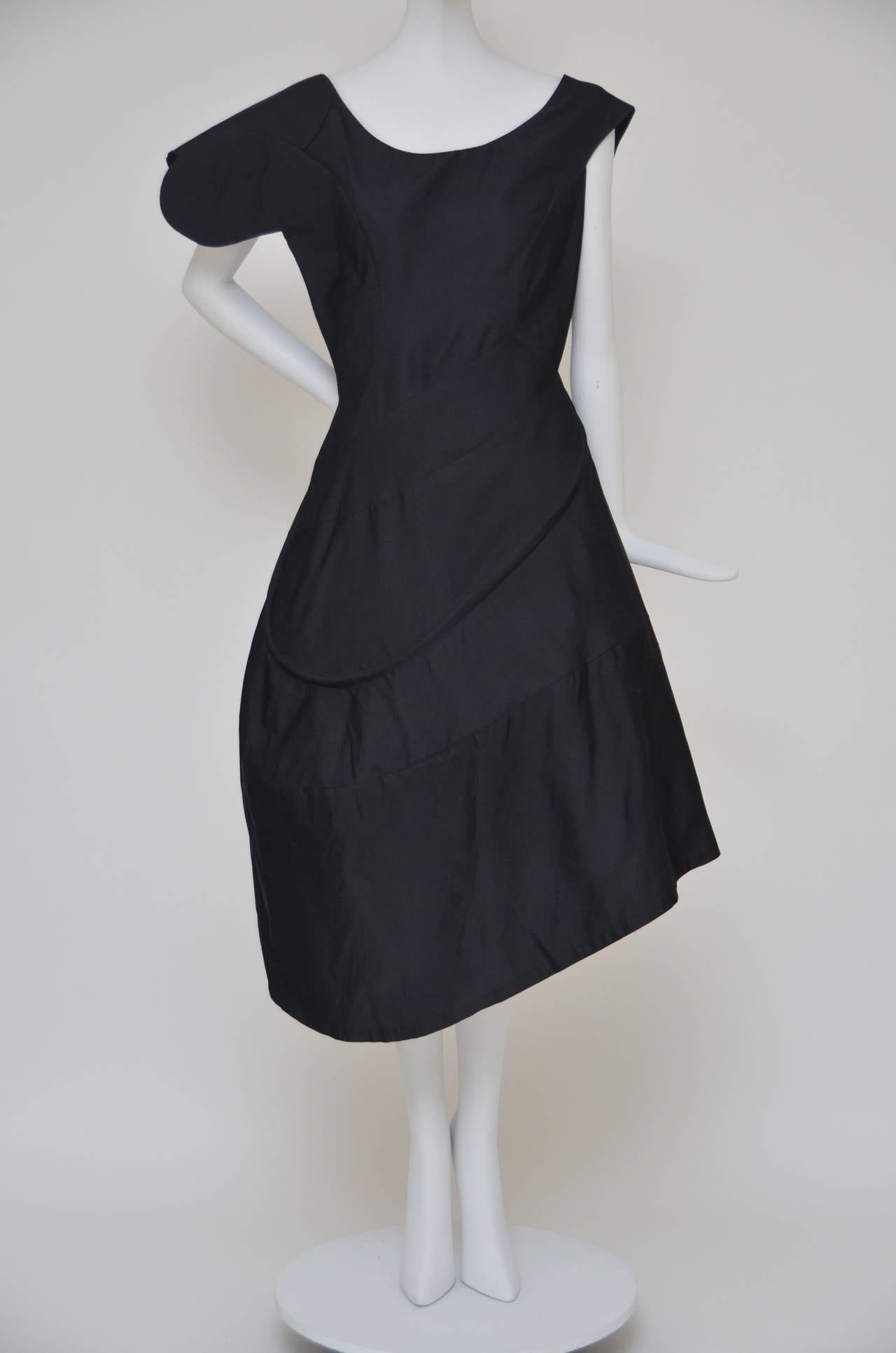 Iconic  YOHJI YAMAMOTO  Black  Silk  Swirl Dress New 1