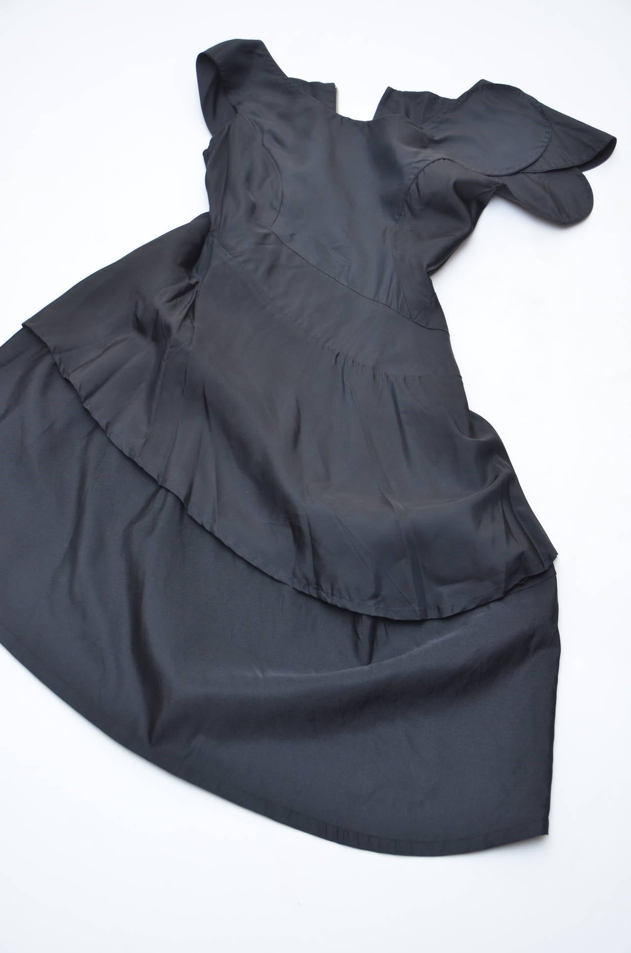 Women's Iconic  YOHJI YAMAMOTO  Black  Silk  Swirl Dress New