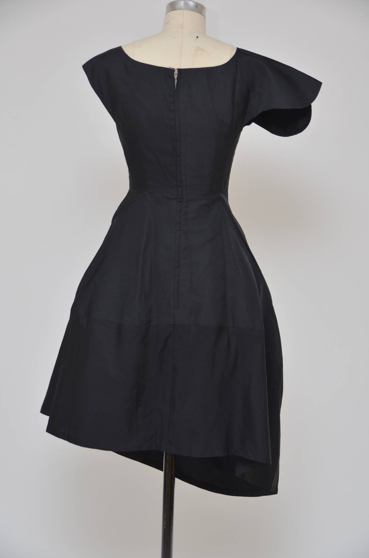 Iconic  YOHJI YAMAMOTO  Black  Silk  Swirl Dress New 2