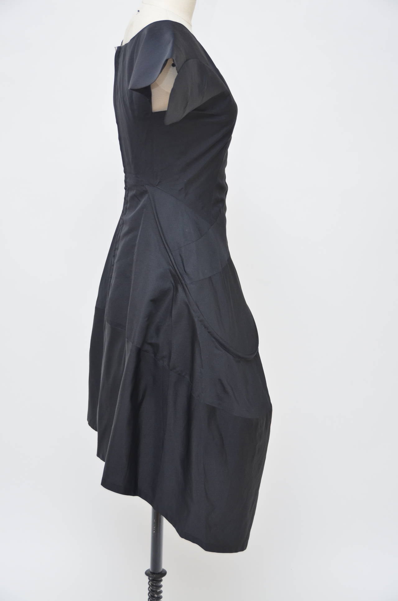 Iconic  YOHJI YAMAMOTO  Black  Silk  Swirl Dress New In New Condition In New York, NY