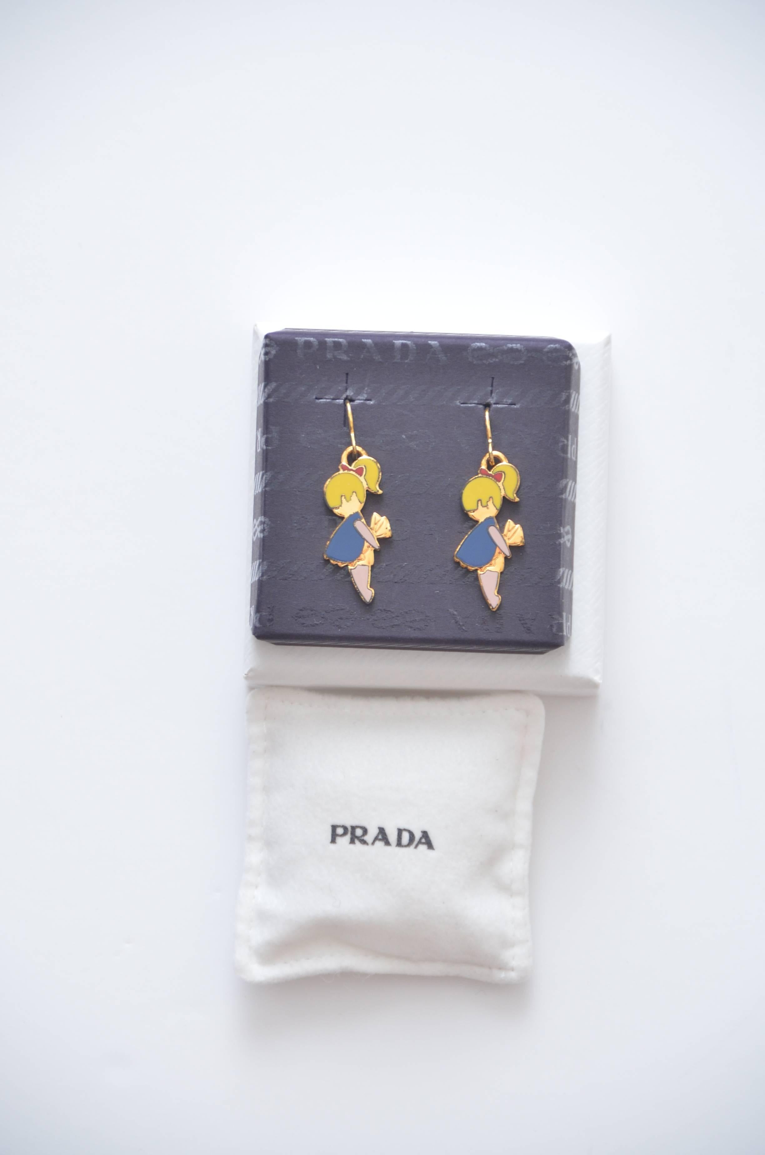Prada earrings.
Purchased 9 years ago and never used.
Showing some metal discoloration on the back.
Stamped PRADA.
Come with original box.

Final Sale.