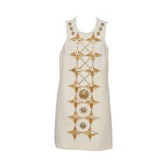 Fausto Puglisi Off White/ Ivory  Embroidered Wool Crepe  Dress