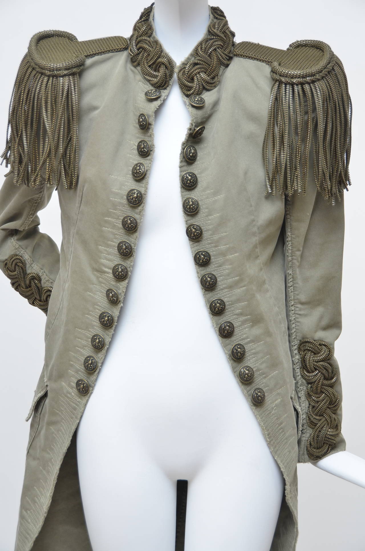 Balmain Runway Chain-Epaulet Military Style Jacket  Christophe D. 2010 New  40 In New Condition In New York, NY
