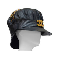 Rare Vintage Chanel Lambskin Leather Hat As Seen On Rihanna Mint New