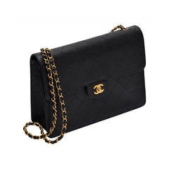 CHANEL Jumbo Size Caviar Leather  Vintage Single  Flap Handbag