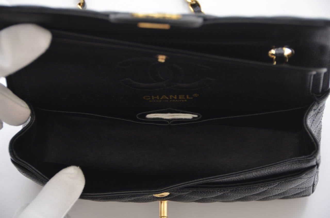 Chanel Caviar Leather Double Flap Handbag 3