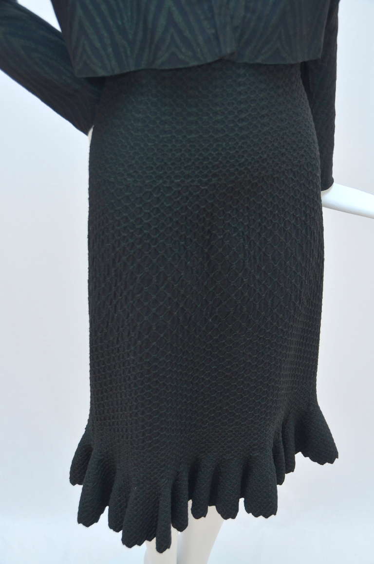 Azzedine Alaia Crocodile Luxe  Dress  With Matching  Cardigan In Excellent Condition In New York, NY