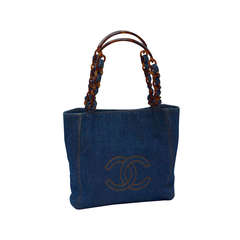Authentic Chanel Deauville Dark Blue Denim Large Shopping Tote Bag – Paris  Station Shop