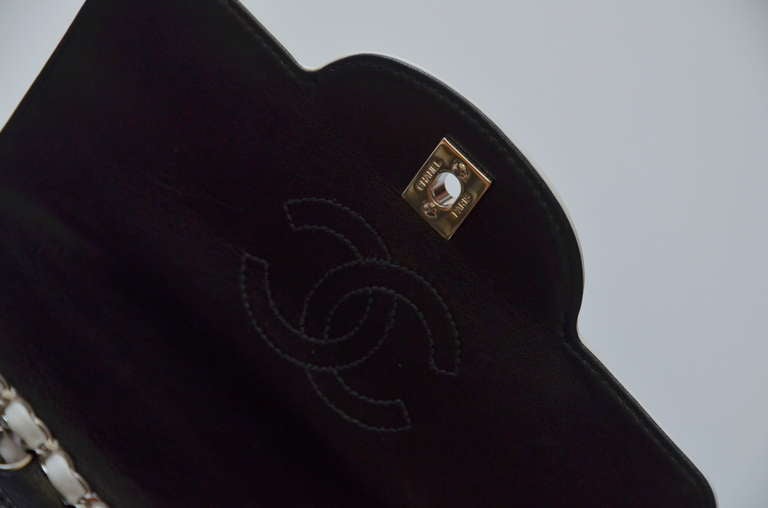 Chanel Bi-Color Classic Flap Handbag Black Patent and White Leather ...