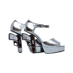Seltene Chanel Metallic Gun Schuhe Neu