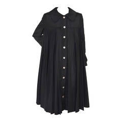 Oscar De La Renta Black Pleated Swing Coat 1960's 11