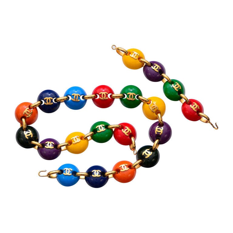 Rare Chanel Multicolor M&M Belt/Necklace And Bracelet Set at 1stDibs