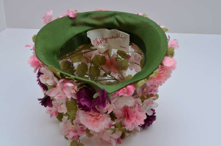 Vintage Elsa Schiaparelli Flower Fedora Style  Hat 1