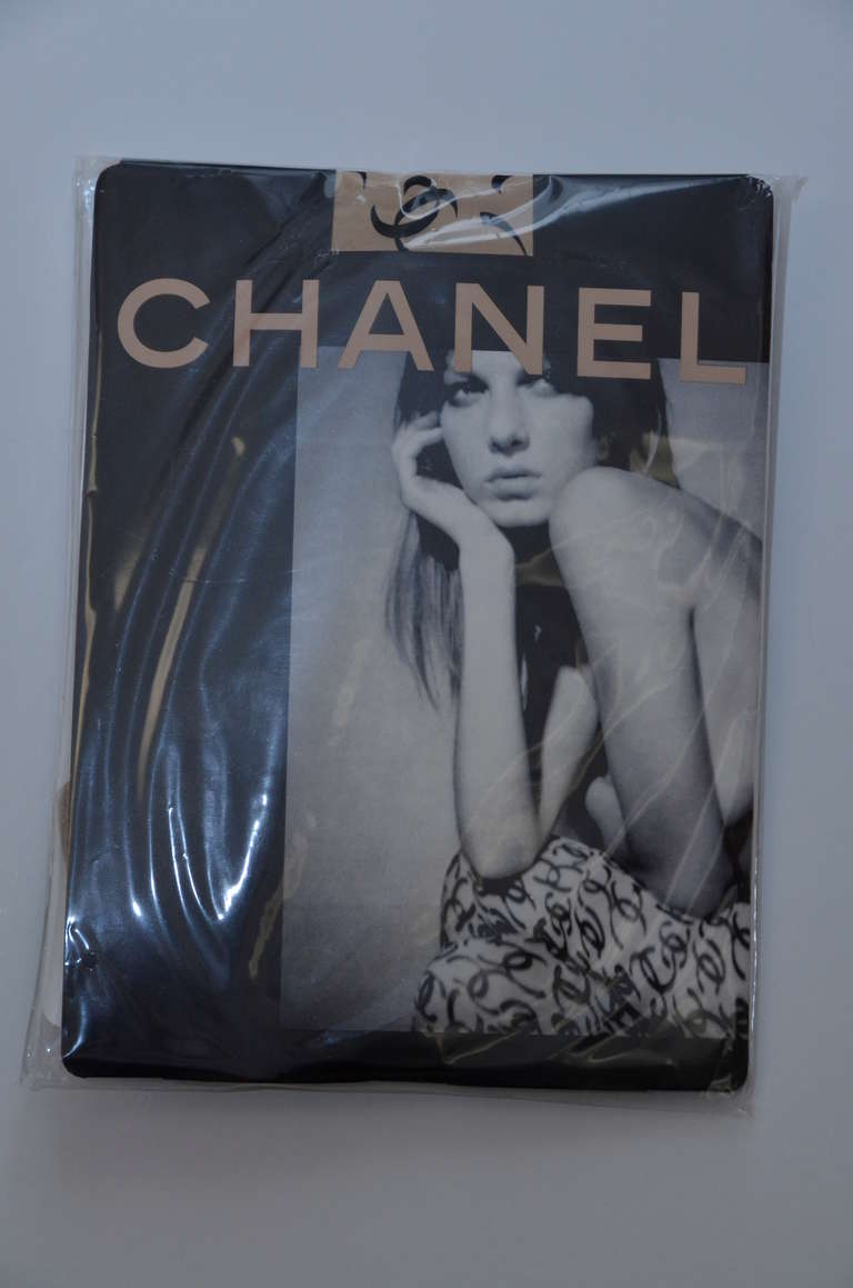 CHANEL Beige Black Patterned Fancy Tights NEW at 1stDibs | chanel tights