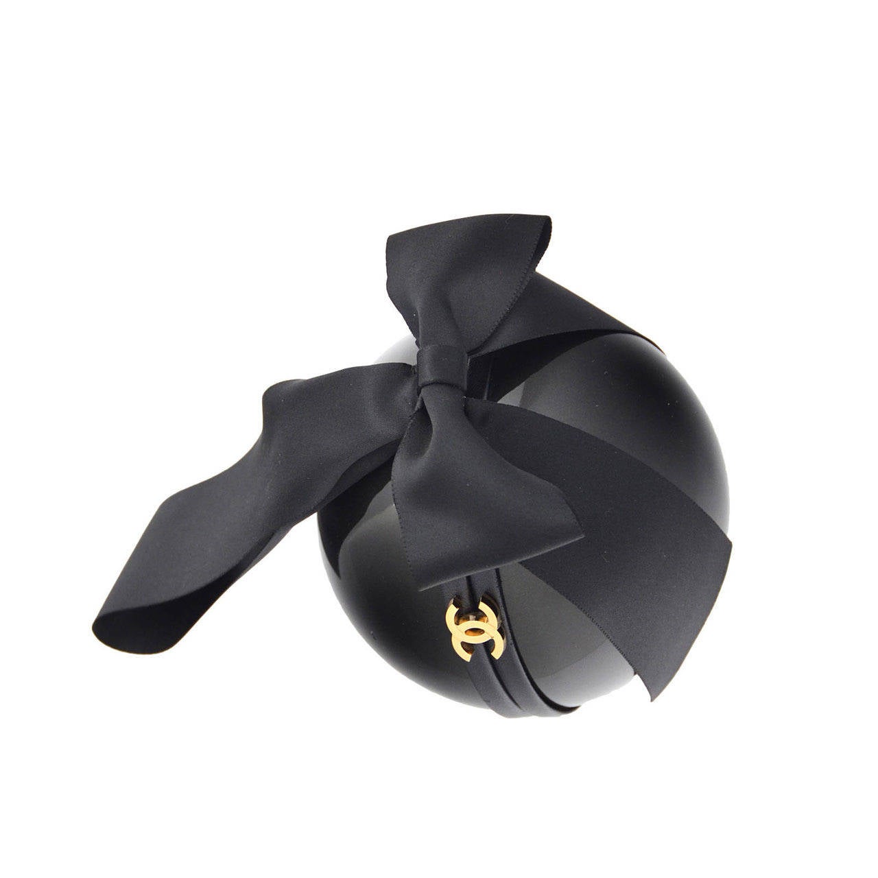 Chanel Giant Black Pearl  With Satin Bow Bag Clutch Runway