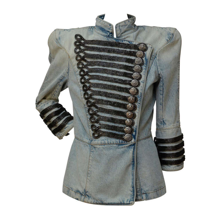 Rare Balmain Spring 2009 RTW Military Style Denim Jacket New 38 FR at  1stDibs | balmain military jacket