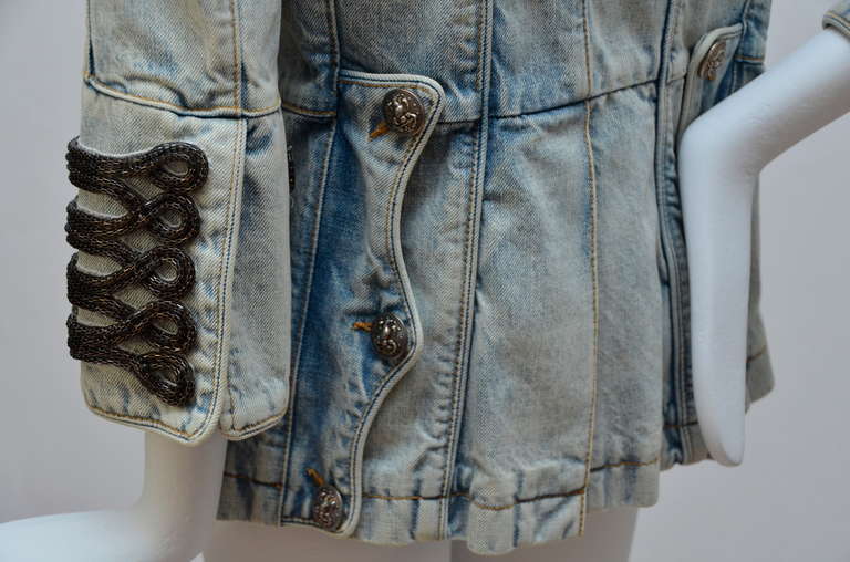 military style jean jacket