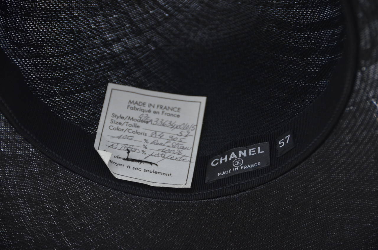 Chanel Runway '07 Black Straw Hat With Camellia  New In New Condition In New York, NY