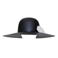 Chanel Womens Runway Black Velvet Wide Brim Hat Size 57