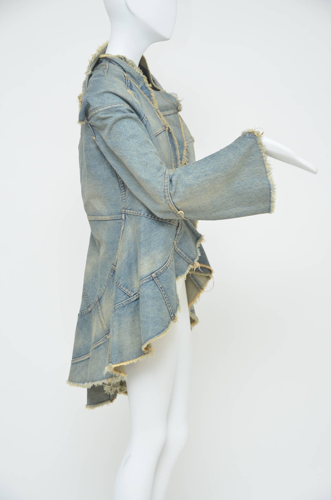 Gray Junya Watanabe Comme Des Garcons Distressed Denim jacket  AD 2001  S