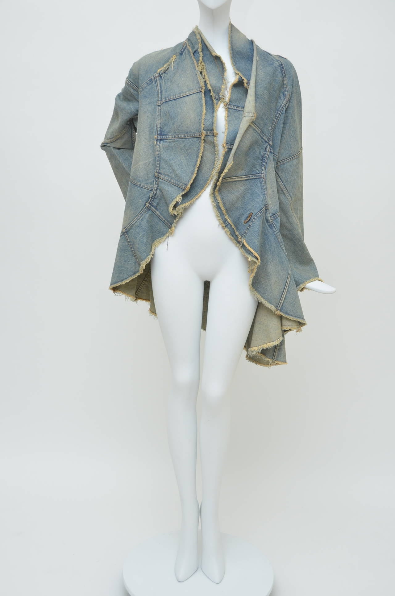 Junya Watanabe Comme Des Garcons Distressed Denim jacket  AD 2001  S In Excellent Condition In New York, NY