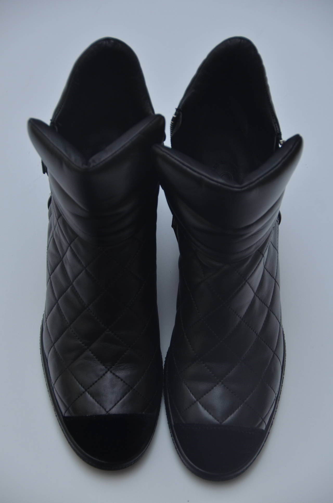 Women's Chanel Lambskin Quilted Boots 39.5