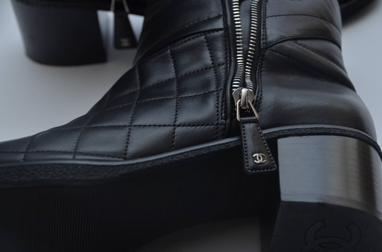 Chanel Lambskin Quilted Boots 39.5 1