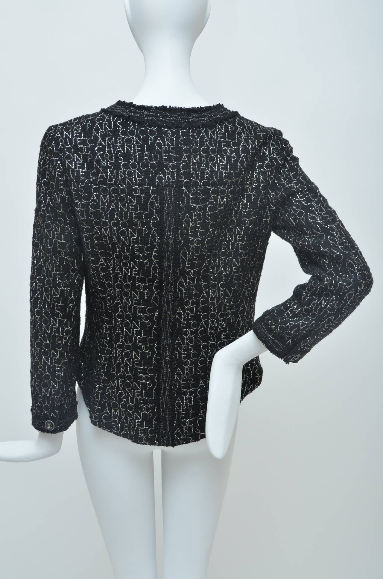 CHANEL Little Black Tweed Jacket '07 Silver COCO RUE CAMBON PARIS CC ...