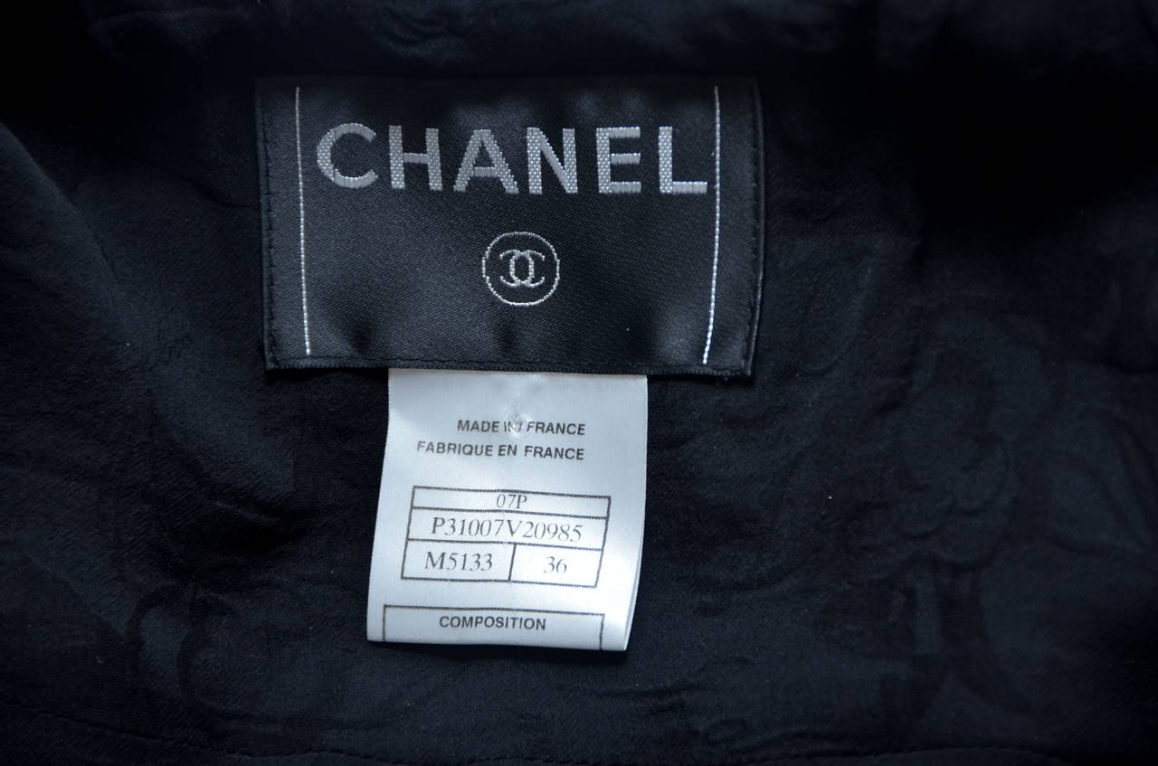 CHANEL Little Black Tweed Jacket  '07  Silver COCO RUE CAMBON PARIS CC   New 36 1