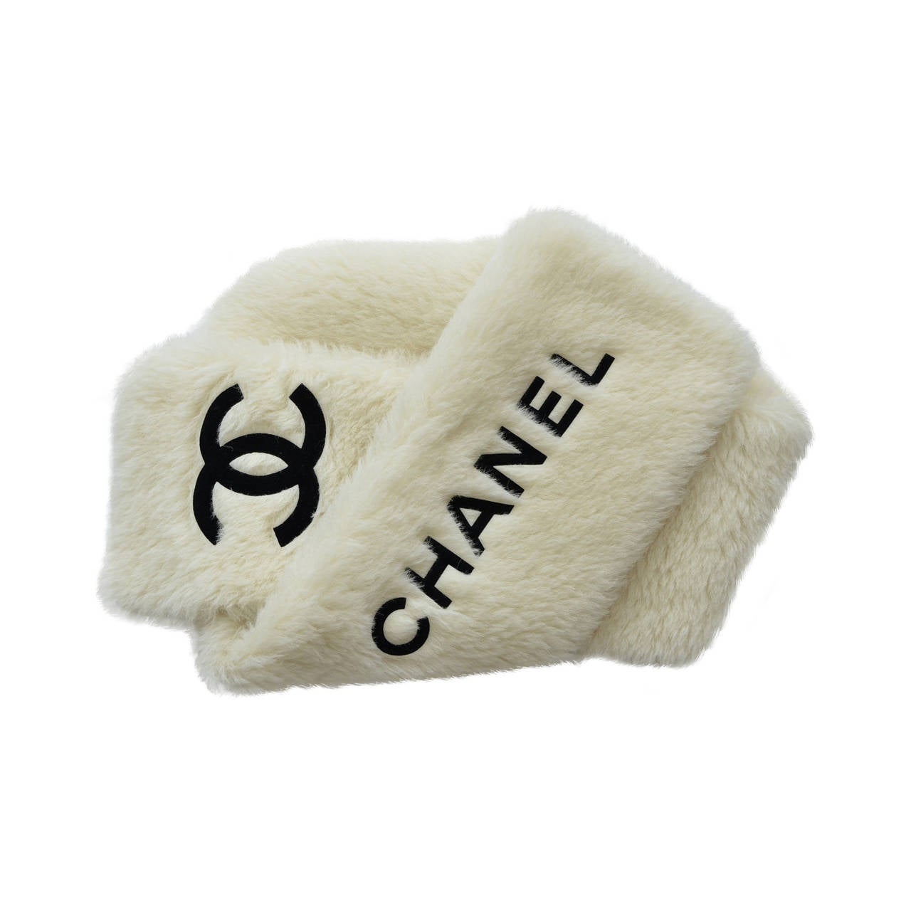 CHANEL Vintage Faux Fur Large Scarf Stole