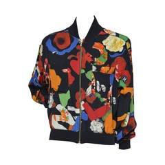 Chanel Vintage Silk Bomber Jacket  NEW   W/T