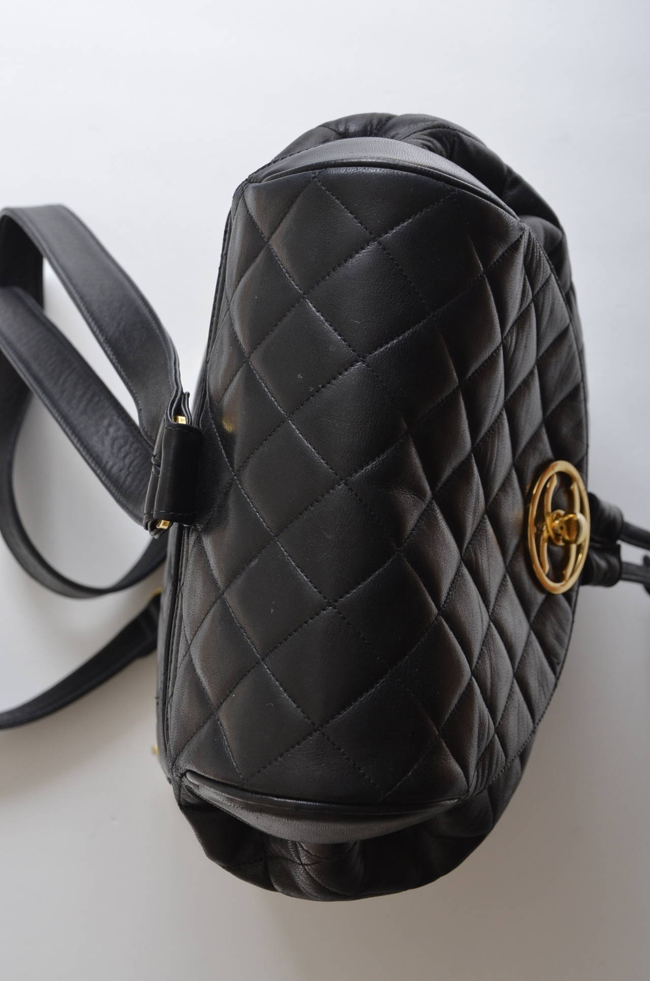 CHANEL Large Lambskin Black Backpack Mint In Excellent Condition In New York, NY