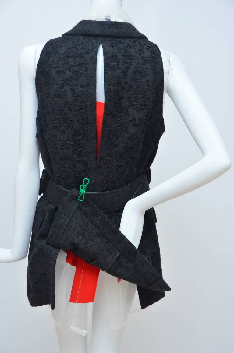 Comme Des Garcons  Brocade Vest With Tulle Slip Featuring Red Japanese Flag  Sun In Excellent Condition In New York, NY