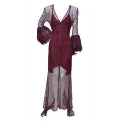 Karl Lagerfeld for Chloe Burgundy Lace Dress as worn by Linda Evangelista