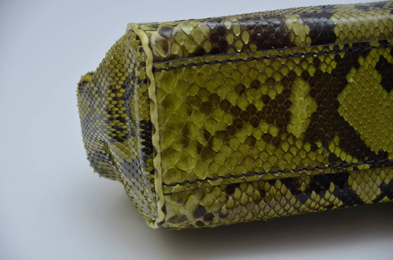 Women's Prada  Green Python Clutch With Croc Trim New