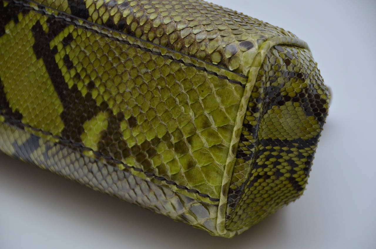 Prada  Green Python Clutch With Croc Trim New 1