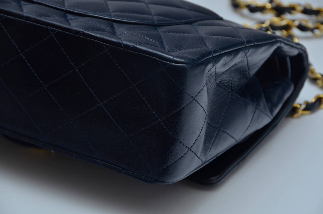 Vintage Chanel Double Flap Dark Blue Handbag 3