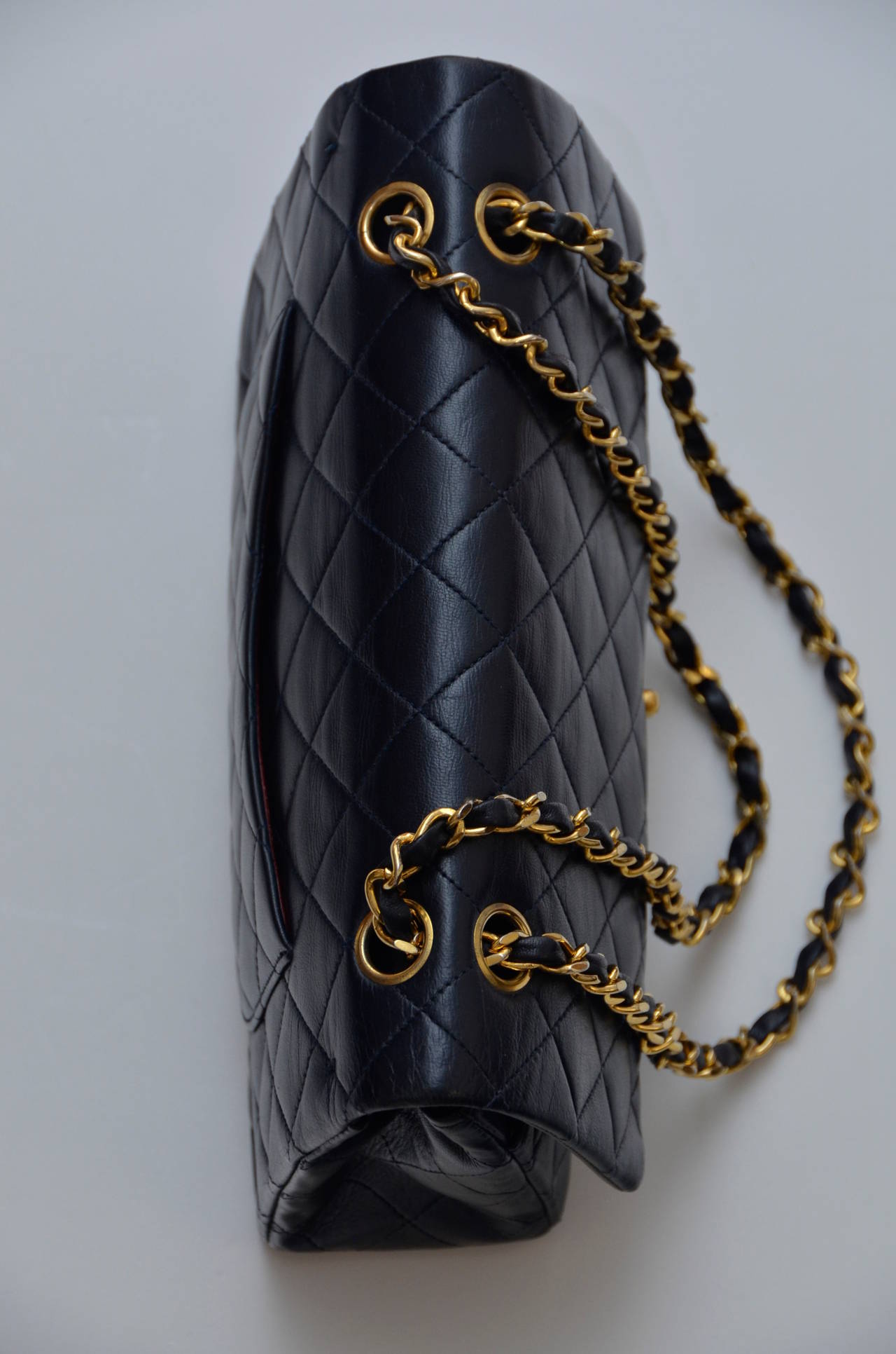 Vintage Chanel Double Flap Dark Blue Handbag 1