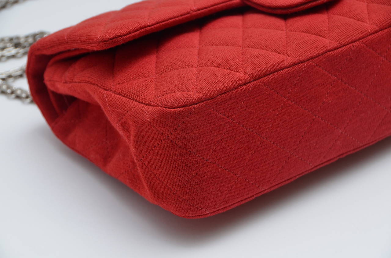 Women's CHANEL Red Lipstick Jersey Double Flap Handbag Mint