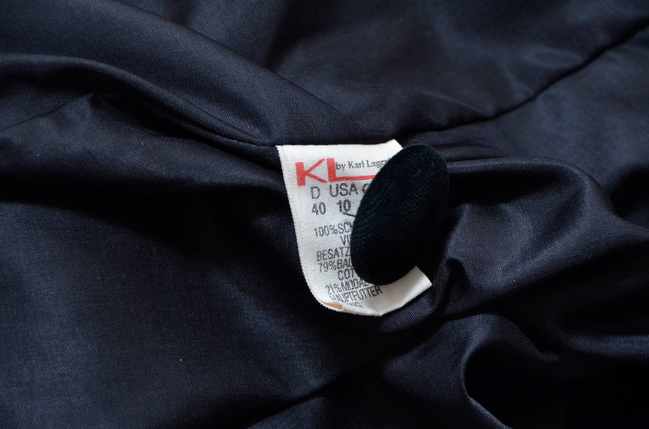 Karl Lagerfeld Houndstooth Blazer Jacket Velvet Trim For Sale at ...