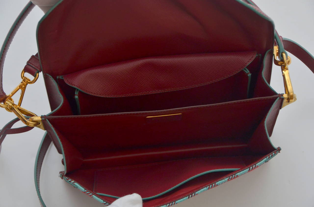 Prada Saffiano Leather/Fabric Mix Handbag 5